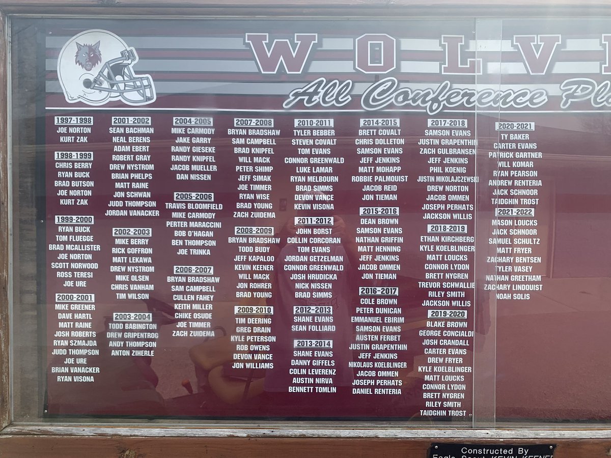 <a href="/PrairieRidgeFB/">Prairie Ridge FB</a> check out our new All-Conference board!  Names date back to year 1 of PRHS [1997]. Who’s name will go up in the future?  Work for it now!  <a href="/JRWolvesFootbal/">JR Wolves Football and Cheer</a>