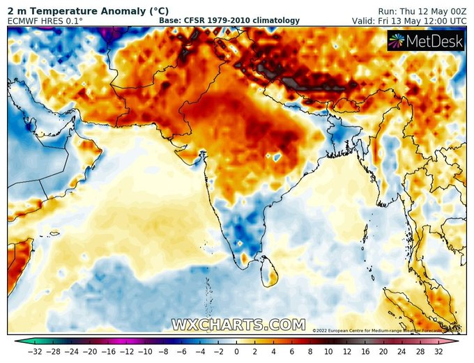extremetemps's tweet photo. Just in:Jacobabad,Pakistan reached 50.0C,the first 50C of 2022 in the Northern Hemisphere.Tomorrow will be similar or worse,than a slightly temperature drop will be followed by another heat wave with 50C+ by the next weekend.Unfortunately there is no relief in sight for Pakistan. https://t.co/lFe4jIhZC9
