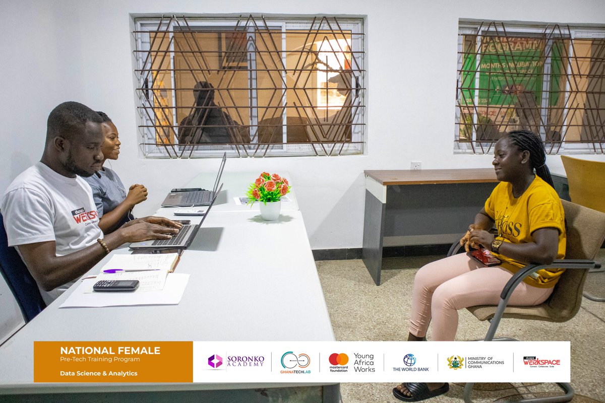 DuapaWerkspace's tweet image. (2) a chance to brief them on the training details.
This is a Free National Training program courtesy of @soronkoacademy  @GhanaTechLab 

The training begins on Monday, 17th May 2022.
#LaidesInTech #PreTechTraining