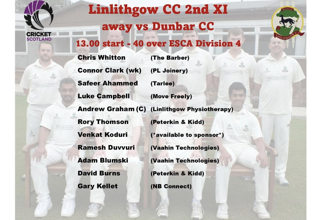 linlithgowcc's tweet photo. Saturday 14th may
1st XI home vs @AcciesCricket
1200 start
ESCA CHAMPIONSHIP
50 overs
Bar open
2nd XI away vs @DunbarCricket
1300 start
ESCA Div 4
40 overs
#linlithgowcc #bcg #monthetree https://t.co/uetkj34Iiw