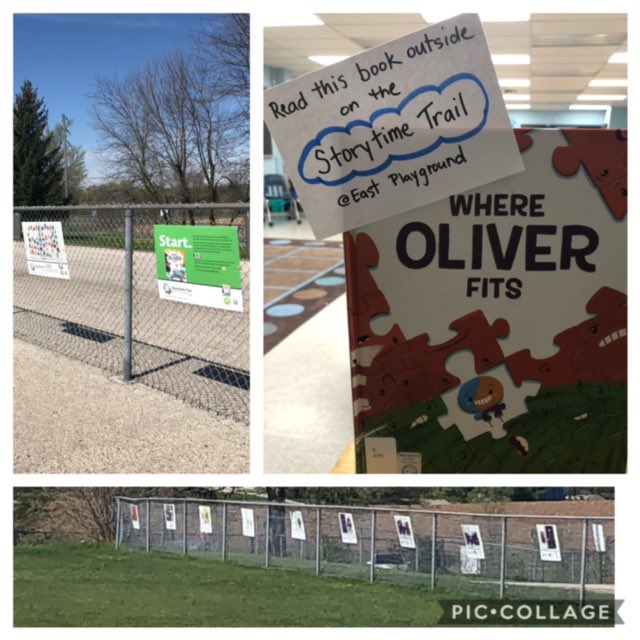 Our story time trail is ready for reading on our West playground. Families are invited to explore this outdoor story at our Open House/Fun Fair on May 26th.