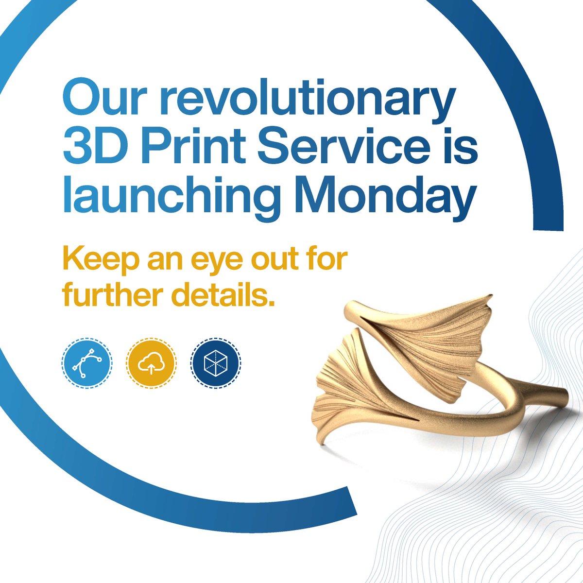Cooksongold's tweet photo. Look out for our brand new 3D precious metal printing service launching on Monday 16th May!
Save the date and Stay Tuned
#3DPrinting #cooksongold #CAD #jewellerydesign https://t.co/fMvJEozWkj