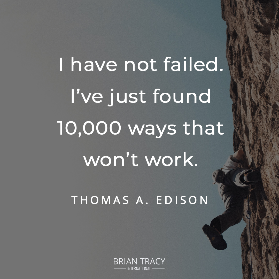 BrianTracy's tweet photo. Failing does not equal failure.

It takes endless mistakes to reach perfection... so keep failing. It means you're on the path to success!

#successtips #motivated #thomasedison https://t.co/EfMWisxkdj
