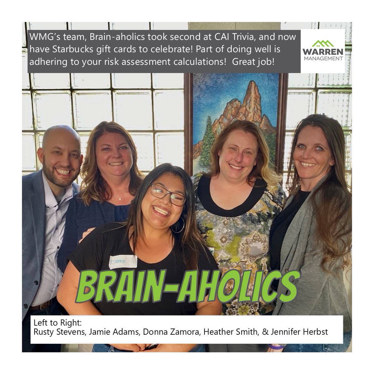 WarrenMgmt's tweet photo. We always enjoy CAI events and Trivia is a favorite!

 #events #CIA #trivia #CAIsouthernchapter #fun #teamwork #prize #CAIevents #trivia https://t.co/iS48XYBqKU