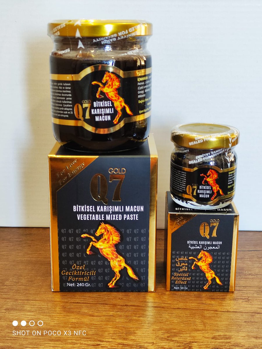 Q7 GOLD 50 GR.  ✓ 
Q7 GOLD 240 GR.  ✓ 

🍯Performansınızı vücut kondisyonunuzu artırır 
🍯Tansiyon yüksek tansiyon ve kalp sorunları ile ilgili sağlık sorunlarınızı düzenler
🍯Uzun süre etkisini devam ettirir ve geciktirici özelliğide var

📞Wa.me/905366707362
