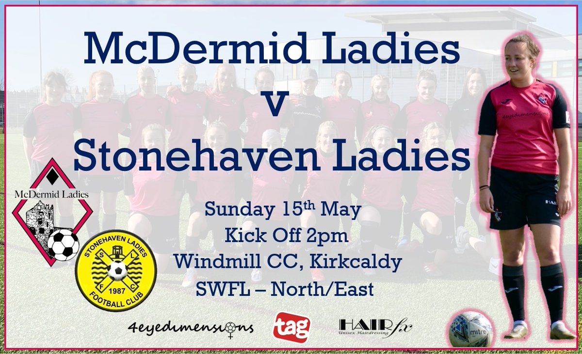 McDermidLadies's tweet photo. Stonehaven are the visitors to Kirkcaldy on Sunday for an SWFL - North/East League tie.

All support most welcome for a 2pm kick off at Windmill Community Campus.

Good luck to all involved ⚽️🤍 https://t.co/KFFX7ovNZ2