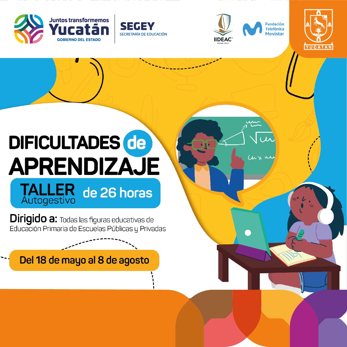 educacionyuc's tweet photo. Invitamos a todas las figuras educativas de escuelas #primarias, públicas o privadas, que deseen conocer los trastornos del aprendizaje y del neurodesarrollo más frecuentes en las aulas y que generan un mayor impacto sobre el desarrollo académico de alumnas y ...(1/2) https://t.co/AQD7JXSWa7