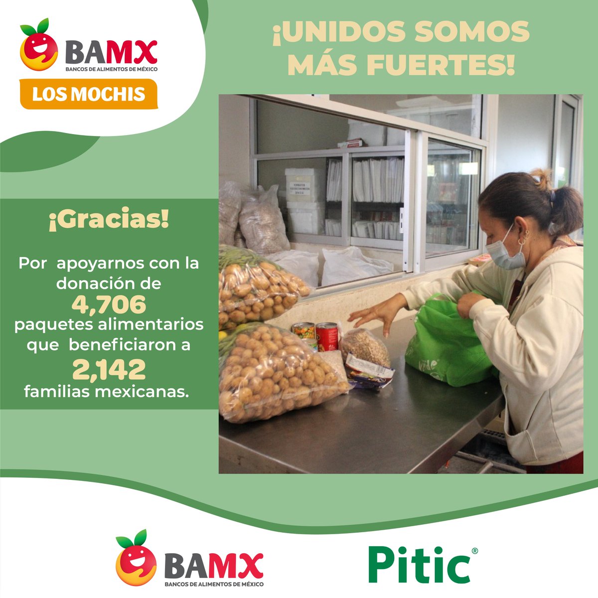 BamxLosMochis's tweet photo. Agradecemos ampliamente el apoyo que nos brinda @PiticTransporte sumándose a nuestra causa y apoyando a familias vulnerables del norte de Sinaloa, ¡Sigamos en la lucha contra el hambre!
#BAMXLosMochis #Ahome #NorteDeSinaloa #BancoDeAlimentos #Foodbank #AgentesDeCambio #HambreCero https://t.co/cZXjSTKV6M