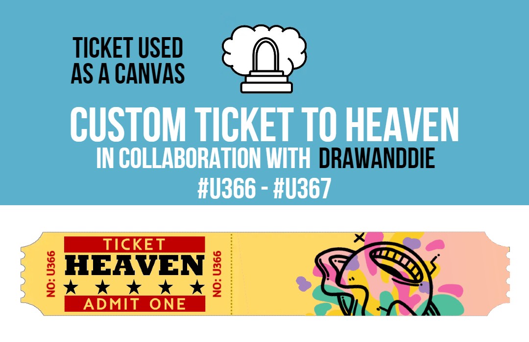 _deadcode_'s tweet photo. Custom Ticket to Heaven #U366-#U367 now available on opensea!
Ticket used as a canvas.
Thanks @drawanddieclub for collaboration!
https://t.co/s0SMmhvlEK via
@opensea
#NFT #NFTcommunity #NFTart https://t.co/mNf1eDya0K