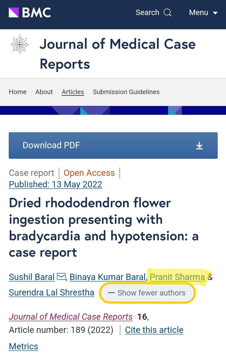 PranitSharma's tweet photo. Published ✔️
A case report on dried rhododendron flower ingestion presenting with bradycardia and hypotension.
#article #casereport #journal #bmc 
https://t.co/bYR4BR3bYp https://t.co/4gwtF9XwKu