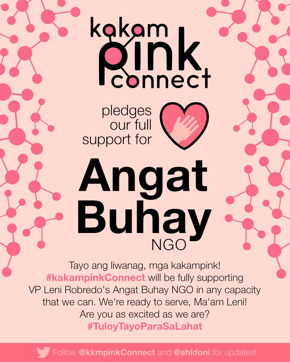 We at #kakampinkConnect can’t wait to help and volunteer for the #AngatBuhayNGO! We’ll always be here to support you, ma’am <a href="/lenirobredo/">Leni Robredo</a>! We’re always ready to help people in need! 💗#TuloyTayoParaSaLahat
