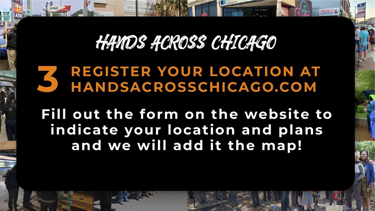 #HandsAcrossChicago 2022 is just 2 WEEKS AWAY!

Will you join us in united prayer &amp; action for peace in Chicago this Memorial Day weekend?

Here's HOW TO PARTICIPATE

Full details, map, and signup at:
HandsAcrossChicago.com