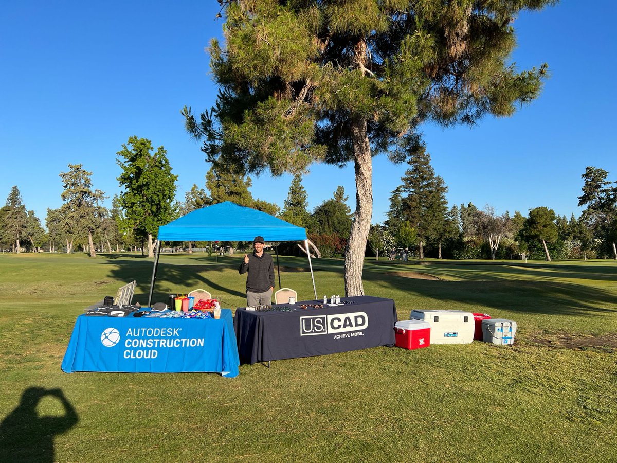arkanceusa's tweet photo. We're live at the 76th Annual Chet Raypholtz Memorial Golf Tournament in Fresno, CA! Stop by hole 16 to pick up some #USCAD and @Autodesk swag! @Cencalbx #GolfTournament #construction #autodeskconstructioncloud https://t.co/L2dakyMO36