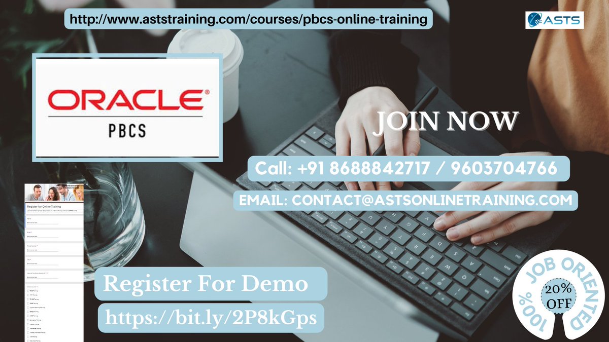 AstsTraining's tweet image. Register for #Demo on #ORACLEPBCS: bit.ly/2P8kGps
Know More: aststraining.com/courses/pbcs-o…

#OraclePBCSCourse #OraclePBCSTraining #PBCSOnlineTraining #PBCSTraining #onlinecourses #learnonline #jobs #careers #jobsearch #oracle #cloudcomputing #OracleHyperion #Motivation #friday