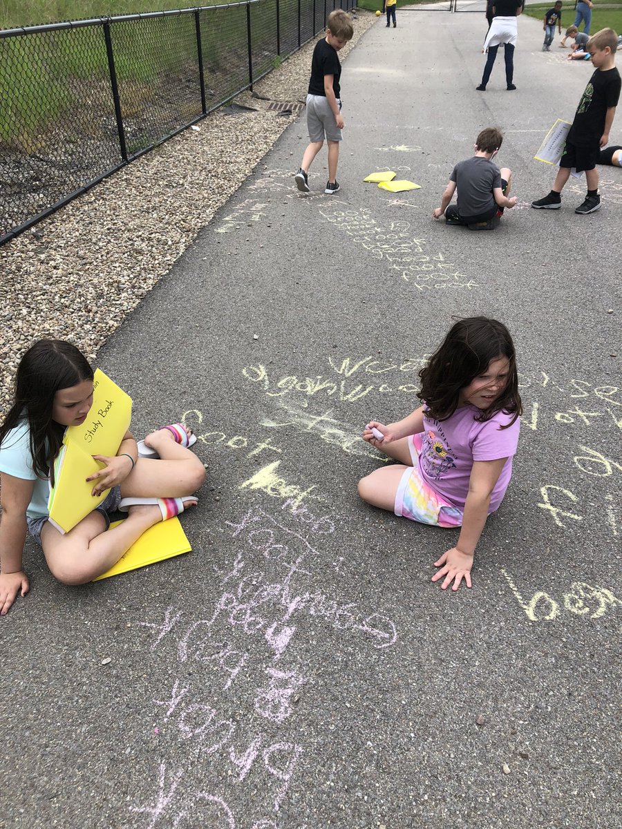 Enjoying the nice weather before the rains come and practicing our spelling words!  <a href="/MontourSD/">Montour School District</a> #sunshine