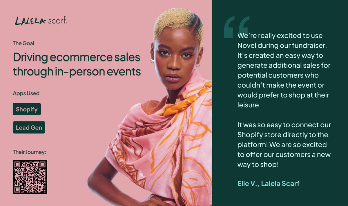 createwithnovel's tweet photo. Lalela scarf is a fashion brand that supports after school arts education for at-risk youth in South Africa.

Through their Novel Journey, they're offering an additional way to sell products that will contribute to their in-person fundraiser.

Scan the QR code to check it out 👇 https://t.co/DTN0pdQQSI