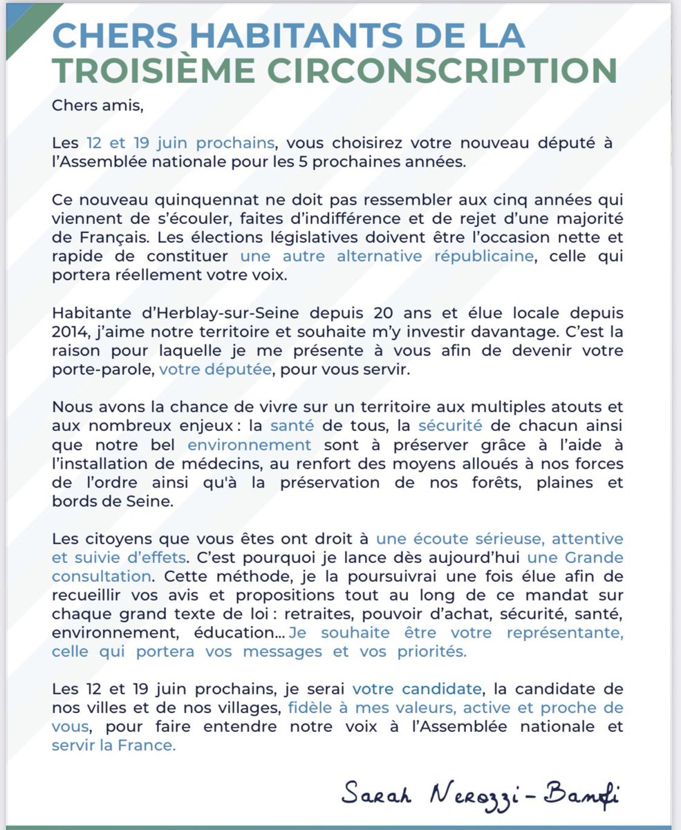 SarahNerozziB's tweet photo. 💬 GRANDE CONSULTATION : LA PAROLE EST À VOUS !

J’ai fait le choix de vous donner la parole car vos avis comptent. 

Députée, je m'engage à les recueillir régulièrement pour améliorer ensemble notre quotidien. 

Pour contribuer, c’est ici ⤵️
https://t.co/5fGJ30QnFH https://t.co/BsxfsWVbDY