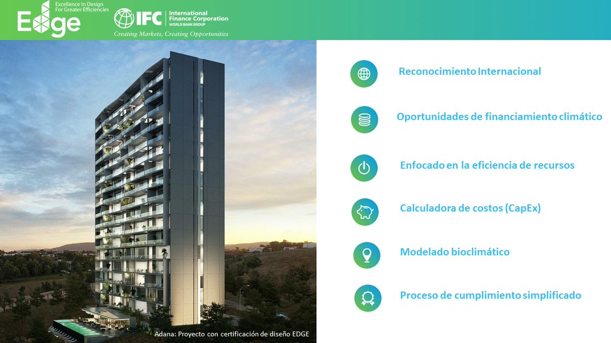 RealEstate_Mx's tweet photo. Diseña y certifica proyectos inmobiliarios con uso eficiente de recursos con @edgebuildings. Al certificar accede a oportunidades de financiamiento climático y reconocimiento global. Asiste a #TheRealEsteShow 2022 para conocer más de #edificiosverdes. https://t.co/OIMksZ8GZK