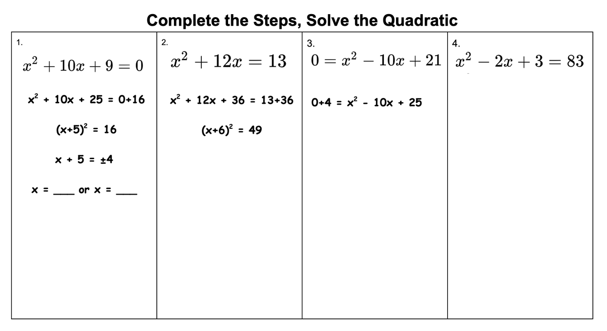 Teaching kids how to complete the square? Consider doing some activities with examples.  mathwithexamples.wordpress.com/2022/05/13/com…