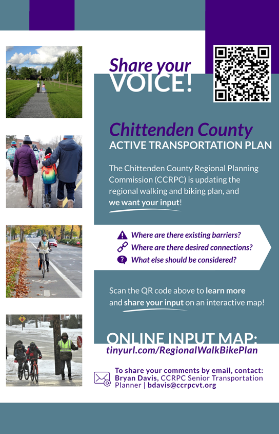 VTWalkBike's tweet photo. The #Chittenden County Regional Planning Commission (CCRPC) of #Vermont is updating the regional walking and biking plan, &amp; need your help. What makes #walking or #biking difficult in your community? What would you change right away? (1/2) https://t.co/y7bj1iXSmO