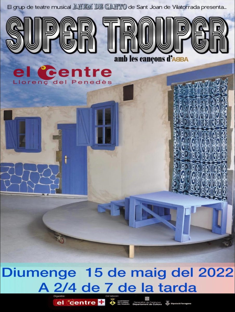 anemdecanto's tweet photo. Amigues i amics,
Diumenge 15 de Maig, a les 18:30h, Anem de Canto porta "Super Trouper" a "el Centre" a Llorenç del Penedès! Ja sabeu com d'important és el vostre suport, així que no us ho perdeu!!
#supertrouperADC #culturasegura #anemdebolo https://t.co/qd4DQszVgl