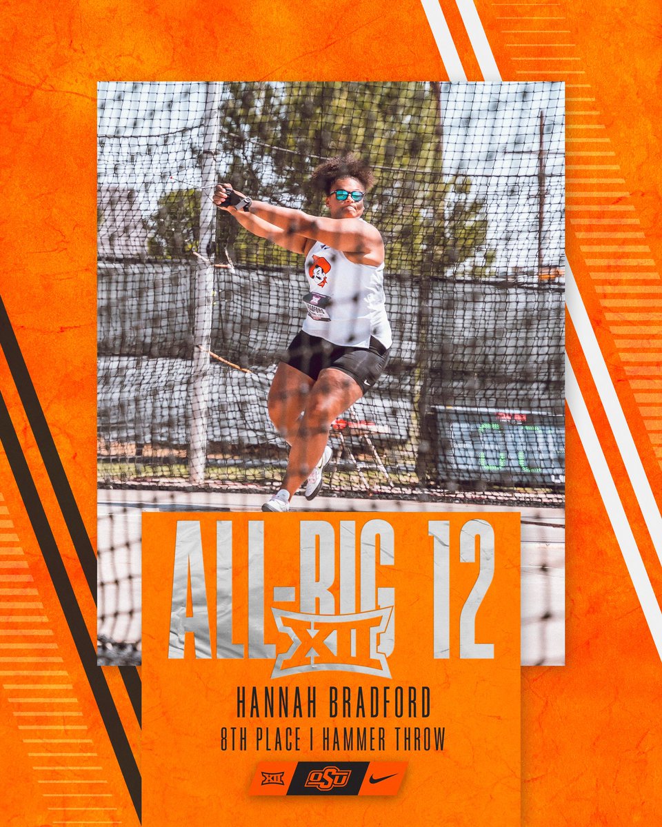 run4okstate's tweet photo. ANOTHER All-Big 12 Honor for Hannah B, this time in the womenโs Hammer Throw ๐ช
#GoPokes I #throw4okstate https://t.co/n199ijL9j8