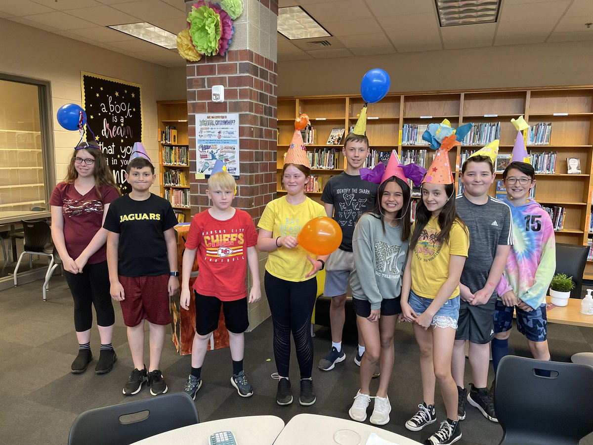 Library_ACMS's tweet image. A little celebration calls for party hats! The Science Exploration group had their last makerspace day this afternoon. I love this group’s creativity! 🥳
