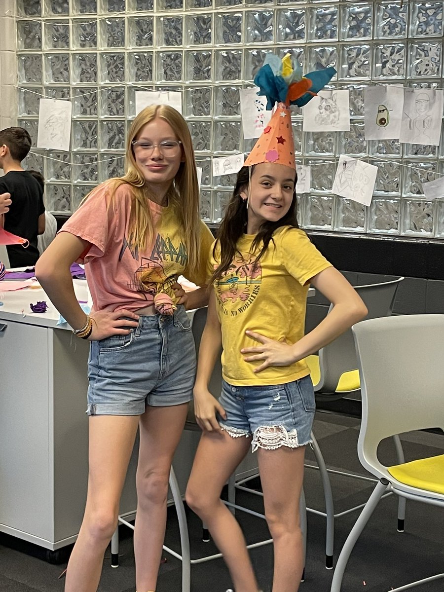Library_ACMS's tweet image. A little celebration calls for party hats! The Science Exploration group had their last makerspace day this afternoon. I love this group’s creativity! 🥳