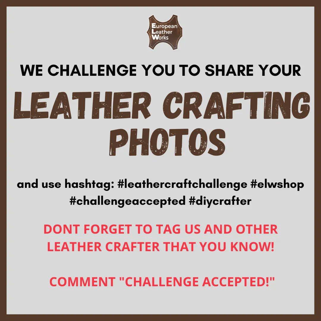 elwshop's tweet photo. ARE YOU A LEATHER CRAFTSMAN? Join the challenge and show us your PHOTO of Leather Crafting! DONT FORGET TO TAG US AND OTHER LEATHER CRAFTER THAT YOU KNOW! COMMENT "CHALLENGE ACCEPTED!"
And use hashtag:
#leathercraftchallenge
#elwshop #challengeaccepted
#diycrafter https://t.co/YZzzvDEert