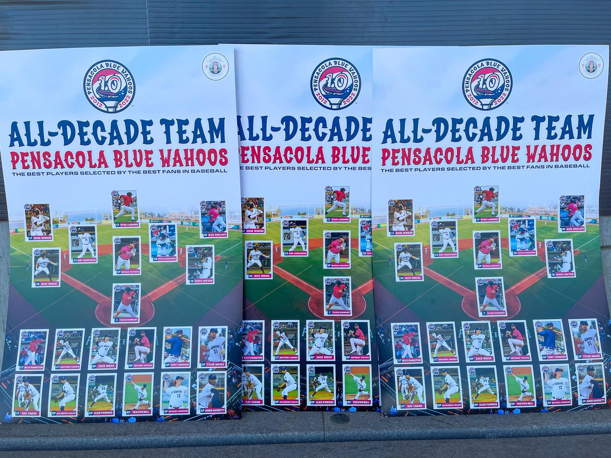 Be sure to arrive early to take home a Blue Wahoos All-Decade Team Poster presented by <a href="/BubbaSweetSpot/">Bubba's Sweet Spot</a> at tonight's Giveaway Friday!

The poster features the top players in Blue Wahoos team history, chosen by the fans!