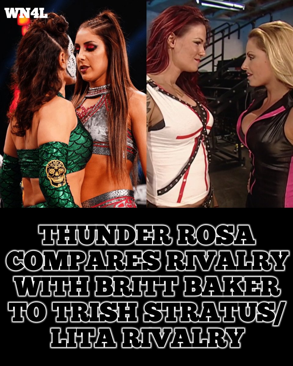 Thunder Rosa revealed in an interview with Under the Ring that she believes her rivalry with Britt Baker was almost the same as famous WWE rivalries like Stone Cold vs. The Rock, and Lita vs. Trish Stratus. https://t.co/Qi6ZaUDdwK