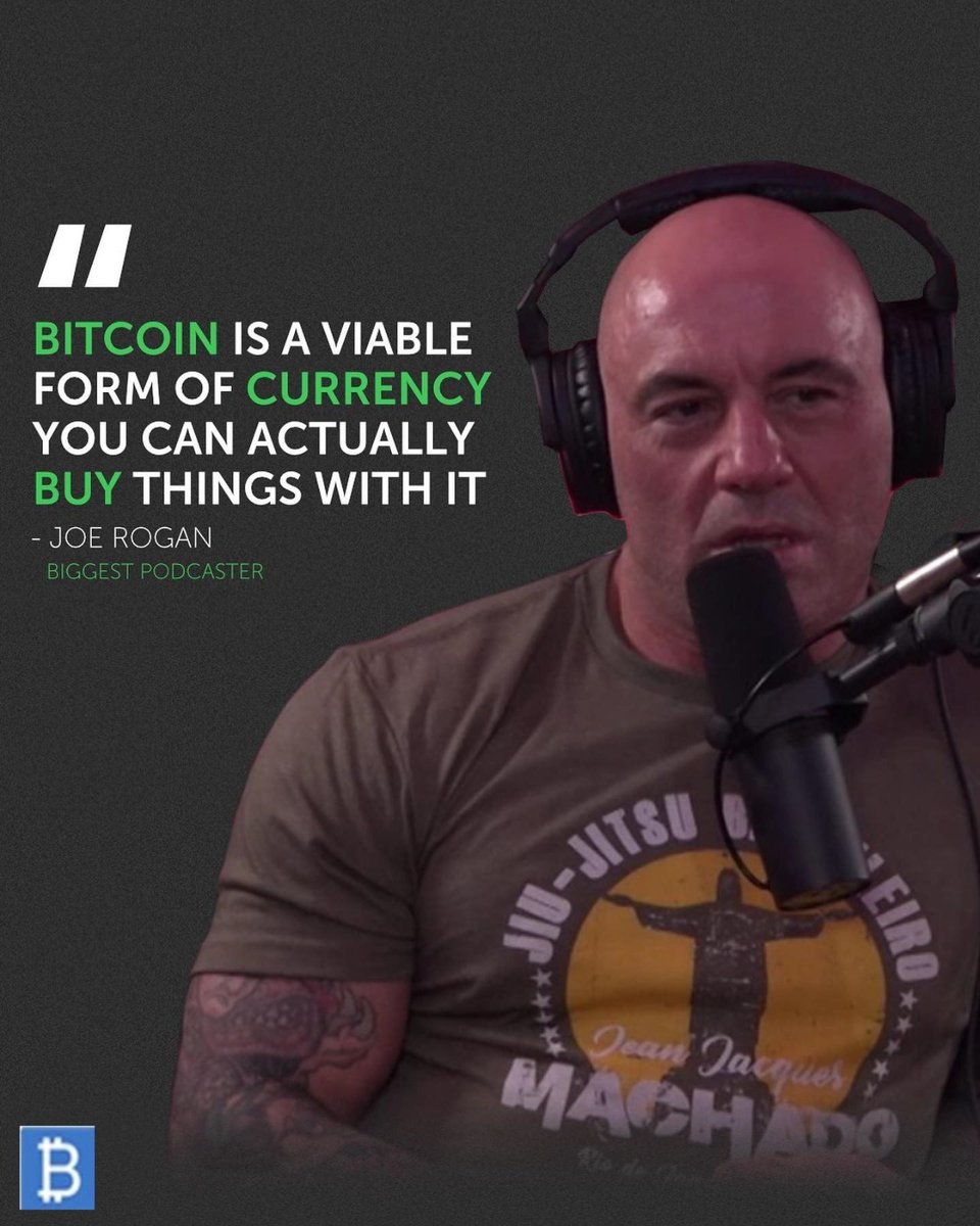 Joe Rogan, "I think of bitcoin  the same way I think of the early Internet"
.

.

#bitcoins #bitcoin #cryptocurrency #bitcoinmining #crypto #bitcoinnews #blockchain #btc #Ethereum #forex  #bitcoinprice #trading #investment