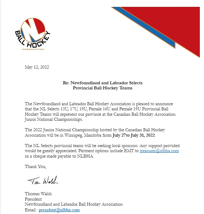 StaceyMoriarty's tweet photo. Ball Hockey NL is seeking community-minded sponsors to help offset some of the costs associated with our provincial teams' trip to Winnipeg for nationals in late July (team apparel, meals, etc.). Contact me for more info...thanks in advance :) https://t.co/JwmuHoWRfi