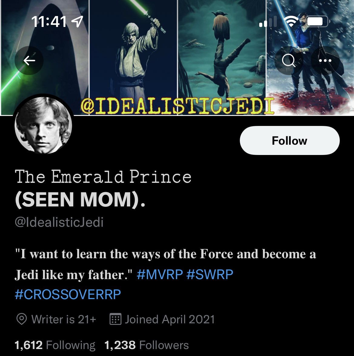 OFBESKARSTEEL's tweet photo. // TW — pedophilia / incest / racism 

alright because I see a lot of new faces around the Star Wars verse I wanna take this time to remind y’all that Zeus is still out there. 

He used to be  @/ReveredGeneral and is now going by @/idealisticjedi https://t.co/fG3JeS5x4N