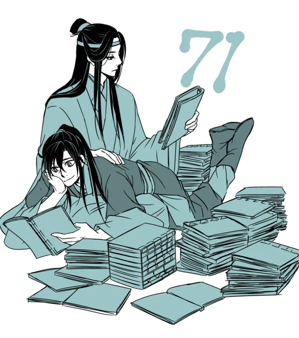 さっきツイート見たら71冊だったのでここで終了～
いいねつけてくださった方ありがとうございました!
一山10冊でご勘弁…
#MDZS #忘羨 