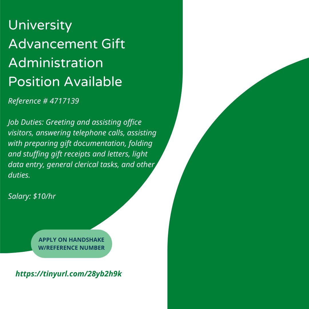 #UNT Gift Administration position available now! Apply on Handshake using reference #4717139.