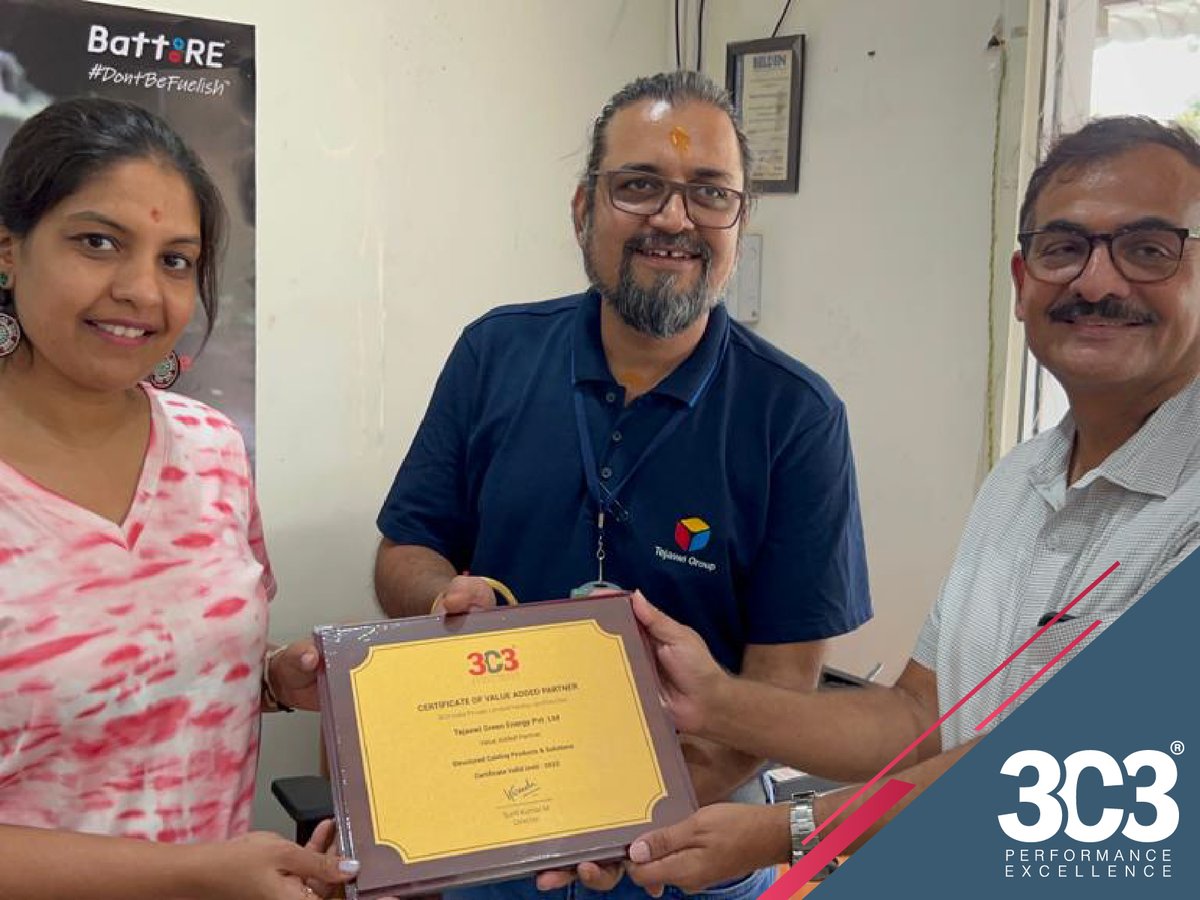 3C3PvtLtd's tweet photo. We are delighted to have Tejaswi Green Energy Pvt Ltd from Hyderabad as our value added partner.
#3C3 #ConnectivityWithExcellence #Cabling #Partner #Sales https://t.co/7srn4OB2RX