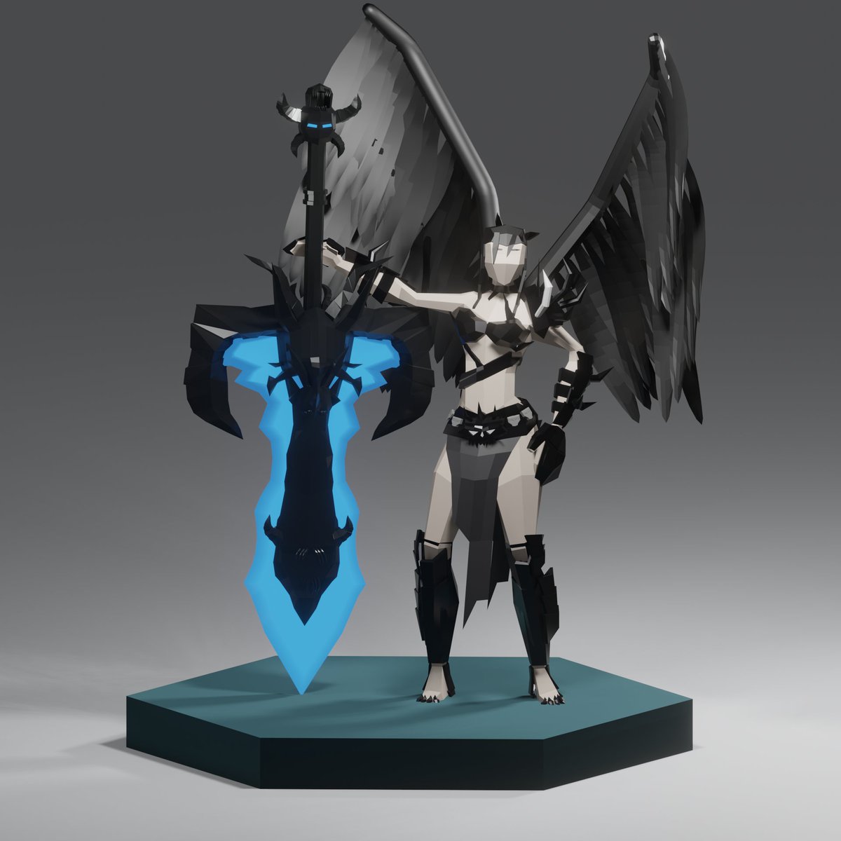 @Lordcaos_ Anjo Caido Aniquiador Bruta

 #aqw #lowpoly  #blender