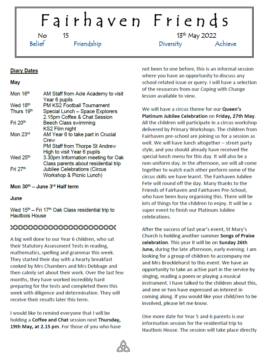 Bit of an epic newsletter this week  bit.ly/39Smm45  #Fairhaven #BusySchool #JubileeCelebrations #BluePeterBadge #Football #Breakfast <a href="/edp24/">Eastern Daily Press</a> <a href="/StGeorgesGY/">St George's Theatre</a>