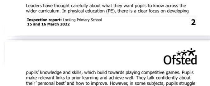We were delighted with the feedback at our latest ofsted visit. Get in touch to see how our PE hub can help you. So pleased to see our redesigned curriculum working so well.