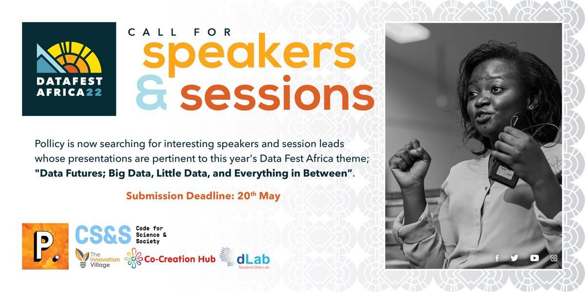 The race to Africa’s biggest festival is on. #DataFestKampala is back. This time going regional in Uganda, Tanzania and Nigeria. Know any #data enthusiasts who can be a speaker or session lead? Share this with them to submit their application👉datafest.africa.

#DFA22