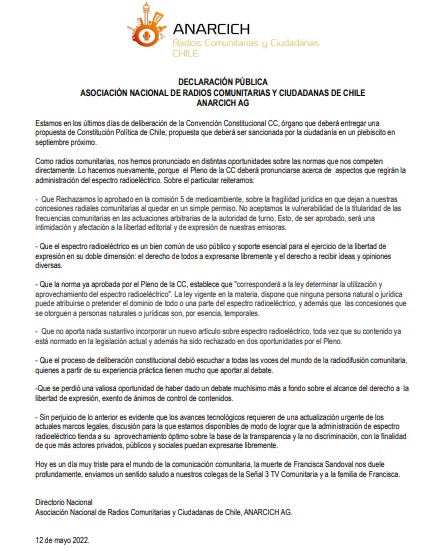 ANARCICH RADIOS COMUNITARIAS DE CHILE tweet media