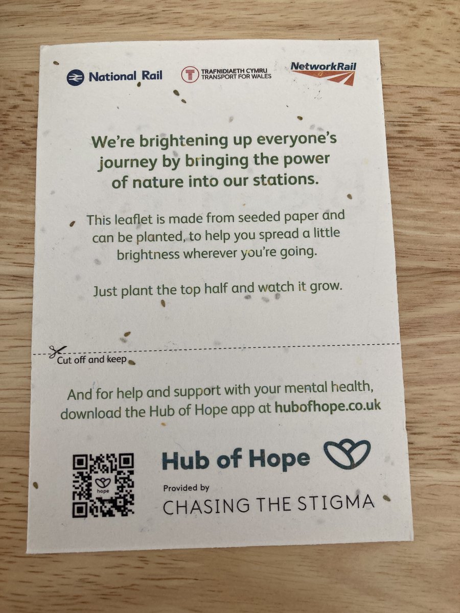 networkrailwest's tweet photo. 🌺This #MentalHealthAwarenessWeek2022  we're using the power of nature to make your journeys brighter!

🌱Earlier we were at Slough station handing out seeded leaflets, which passengers could take home and plant.

➡️Find out about #BrighterJourneys here: https://t.co/uRsvkp4BRj https://t.co/xwkZLltlbr