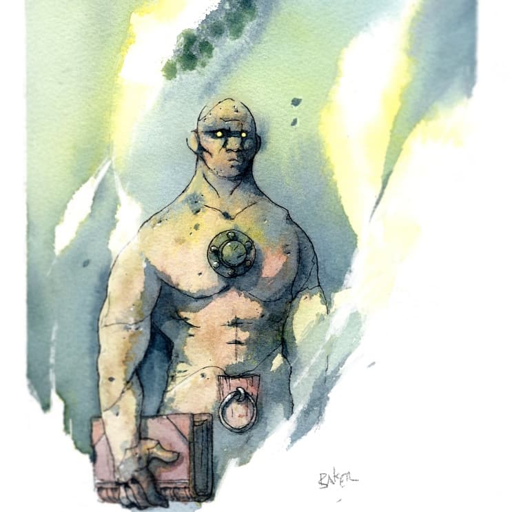 stevebakerlol's tweet photo. Way to give a try on new watercolours 
#fanart #ink #inkwash #watercolour #stevebaker #illustration #sketchbook #mignola #mikemignola #mignolaverse #darkhorsecomics #hellboy #rogerthehomunculus #roger https://t.co/QDS8GwEIxU