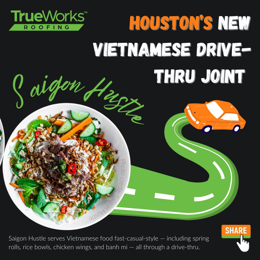 TrueworksR's tweet photo. If you are to looking to try some new #food ๐ฅ this weekend in #Houston. Check out Saigon Hustle: a new Vietnamese drive-thru in the Garden Oaks community. Shared by https://t.co/Nxq4wKcry3 #foodie #houstonrestaurants #drivethru #houstontx #houstonfun #fun #houstonlifestyle https://t.co/gtOBGAuMTS