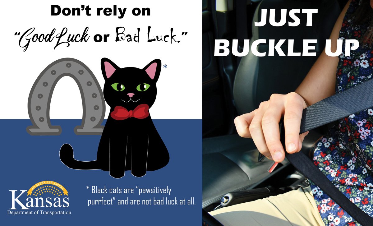 KDOTHQ's tweet photo. Today may be Friday the 13th, but don't focus on luck to get you through the day. Just drive safely. Buckle up, put down your phone and focus on the road. 
#DriveSafeKS #ditchthedistractions https://t.co/HqO4NFzL4T