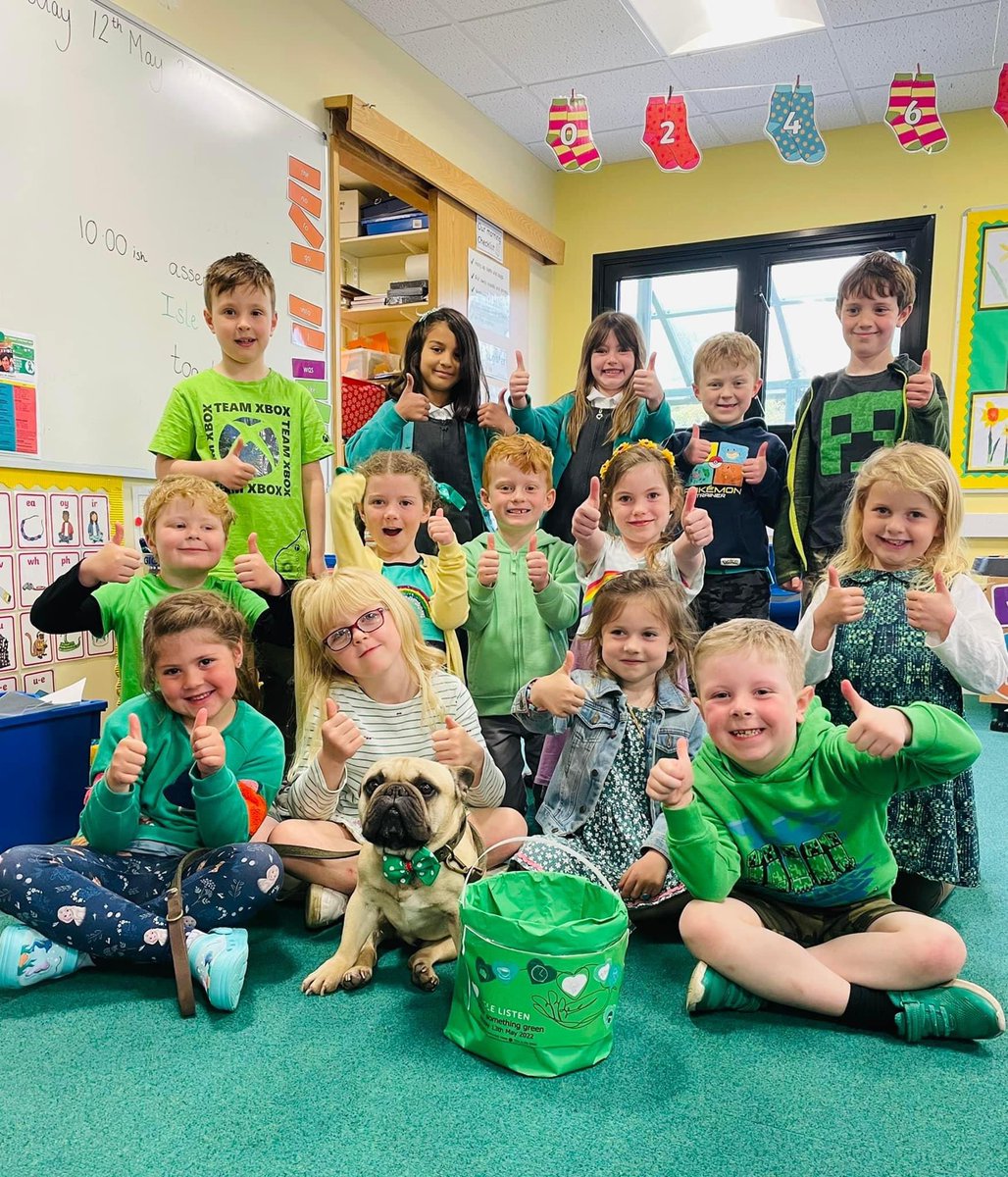 DhoonSchool's tweet photo. ๐๐ THANK YOU ๐๐ for your donations for Wear Something Green day for Isle Listen ๐๐ What an incredible This Is Me week weโve had at school ๐๐ #IsleListen #ThisIsMeWeek https://t.co/4DjUKhzhuR