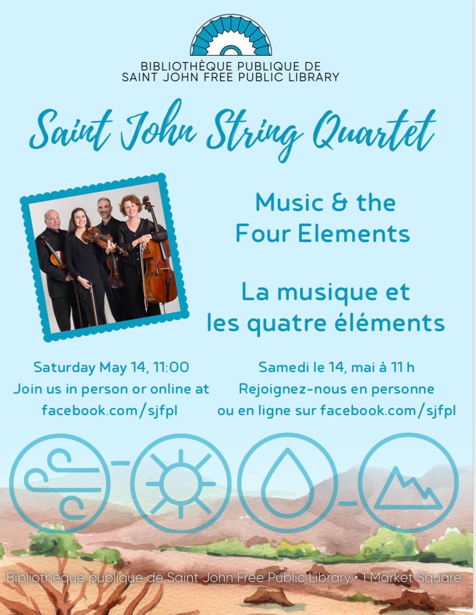SJStringQuartet (@sjstringquartet) on Twitter photo See you tomorrow at <a href="/SaintJohnFPL/">Biblio publique de Saint John Free Public Library</a> live or on line! See you tomorrow at <a href="/SaintJohnFPL/">Biblio publique de Saint John Free Public Library</a> live or on line!