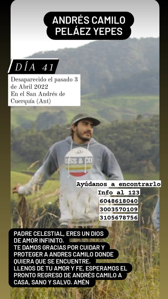 claoyepes's tweet photo. Día 41: Solo Dios puede curar este dolor tan Grande, viendo regresar a casa a Andrés Camilo, confío oh Señor en que por tu infinita Misericordia me haz de conceder este favor tan Grande! Que el Espíritu Santo! Los Ángeles y Arcangeles! El Ángel de la Guarda de Andrés Camilo, ilum https://t.co/QK1k4n3AdI