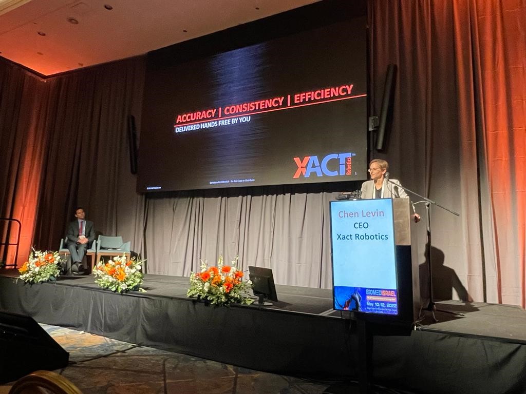 XACTrobotics's tweet photo. This week our CEO, Chen Levin, was invited to speak at the @BiomedIsrael 2022 Conference, discussing our innovative approach to improve the accuracy, consistency, and efficiency of CT-guided percutaneous procedures. Thank you to everyone who attended! https://t.co/7svZAVL5GU